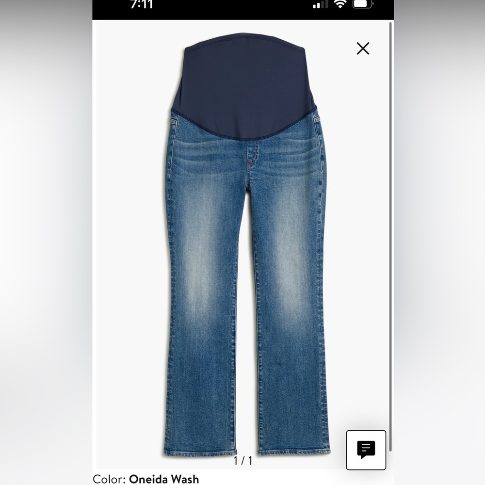 Madewell petite maternity over the belly kick out crop Jean